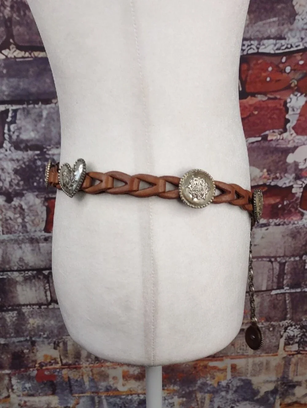 Brighton Linked Leather Belt with Silver Conchos